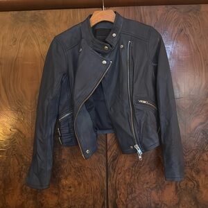 Club Monaco leather motorcycle rowlen jacket